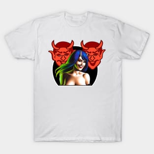 Devil girl with blue hair T-Shirt